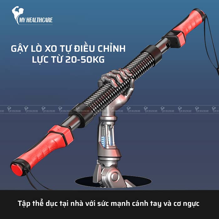 Gậy Lò Xo Tập Cơ Tay, Cơ Ngực Tự Điều Chỉnh Lực 20-50kg - Hình ảnh 7