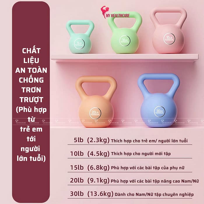 Tạ Ấm Macaron, Tạ Chuông Dụng Cụ Tập Gym Tại Nhà - Hình ảnh 2